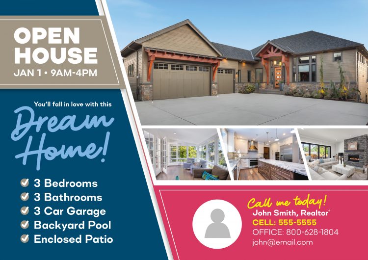 real estate open house postcard template