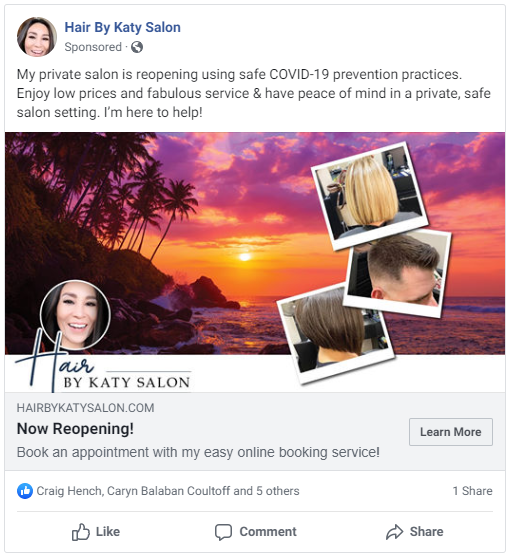 salon facebook ad