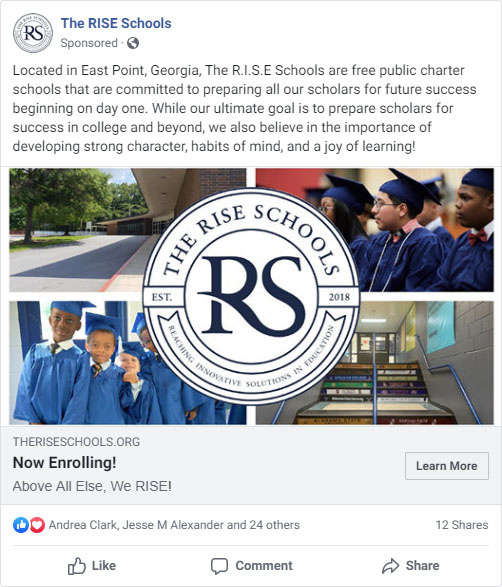 school facebook ad