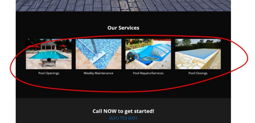 pool service pictures on website