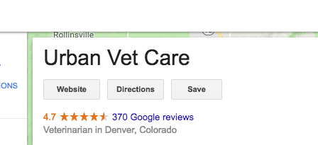 google reviews and stars for vet