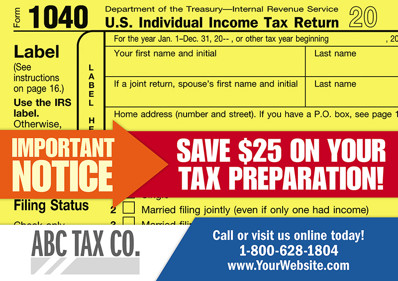 tax preparation marketing postcards