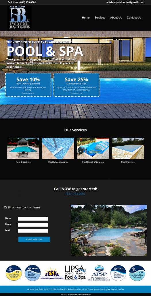 effective pool service website design
