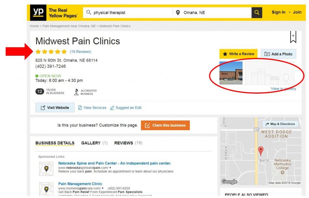 yellow pages listing for pain clinic