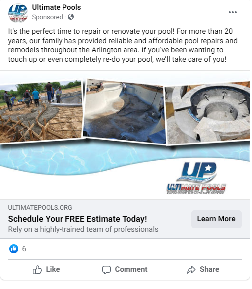 Successful Pool Service Facebook Ad