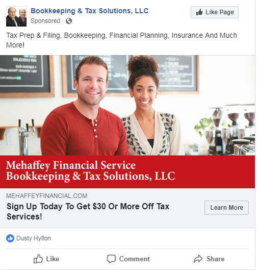 Successful Accounting/Taxes Facebook Ad
