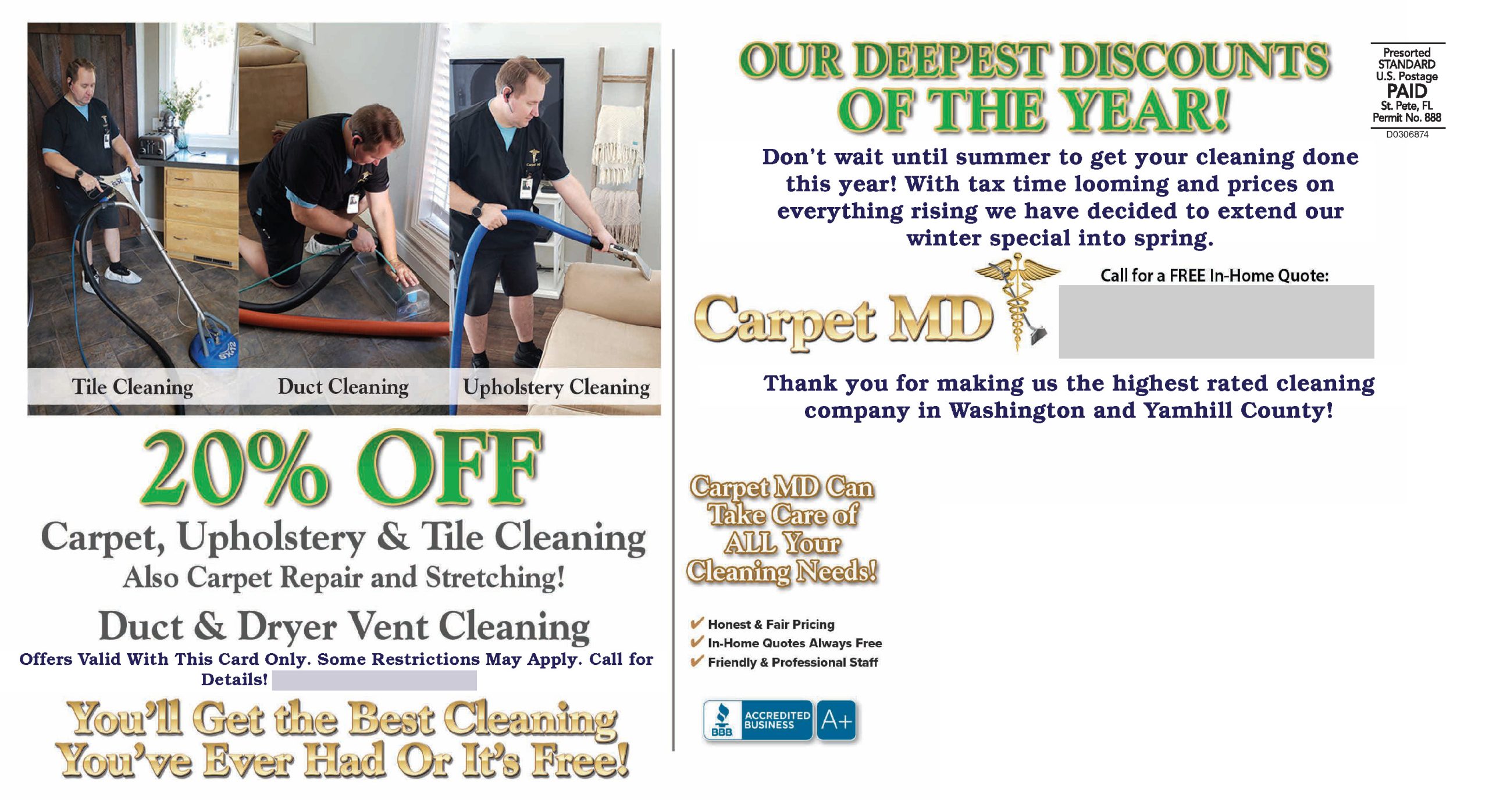 Successful Carpet Cleaning Postcard