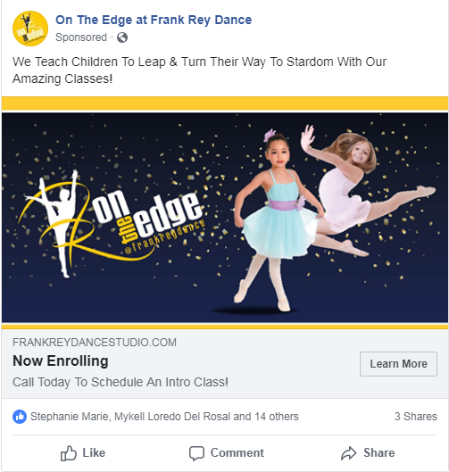 Successful Dance/Gymnastics Facebook Ad