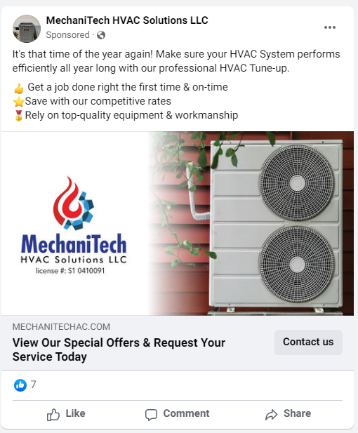 Successful HVAC Marketing Facebook Ad