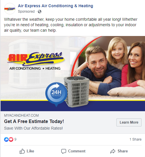 Successful HVAC Marketing Facebook Ad