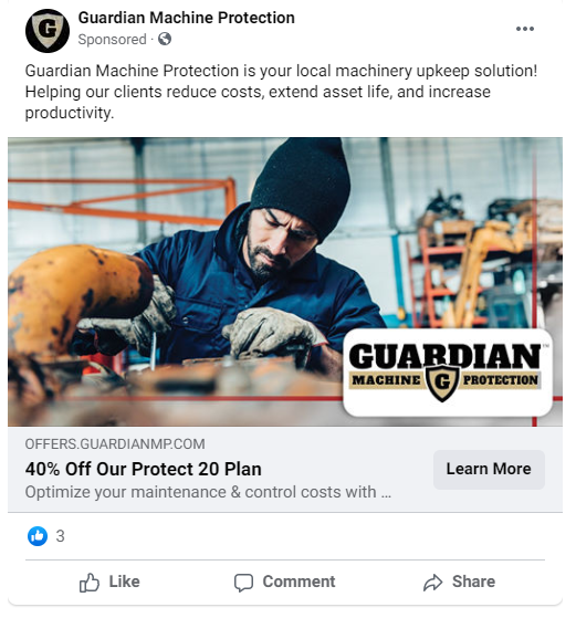 Successful Appliance/Equipment Repair Facebook Ad