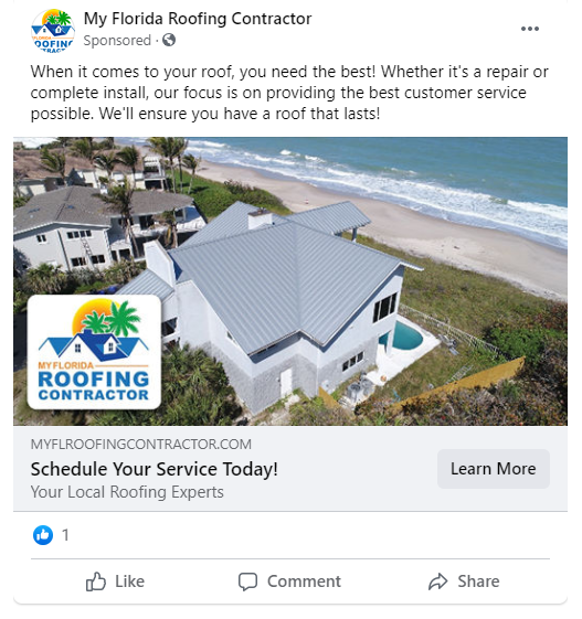 Successful Roofing Facebook Ad