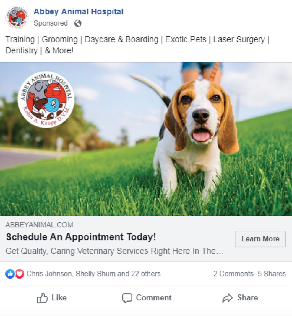 Successful Animal Services Facebook Ad