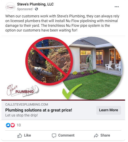 Successful Plumbing Facebook Ad