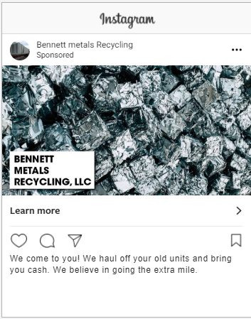 Successful Recycling Instagram Ad