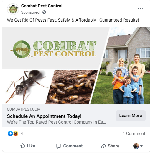 Successful Pest Control Facebook Ad