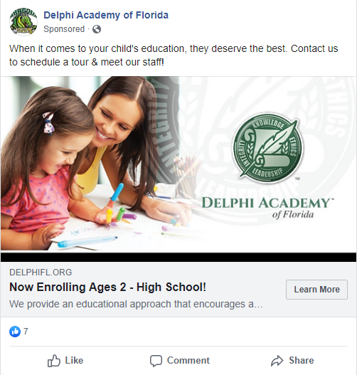 Successful Education Facebook Ad