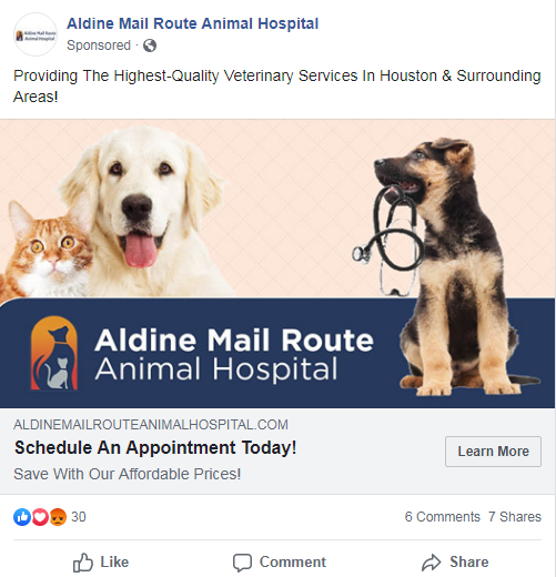Successful Animal Services Facebook Ad