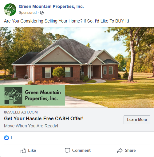 Successful Real Estate Investment Facebook Ad