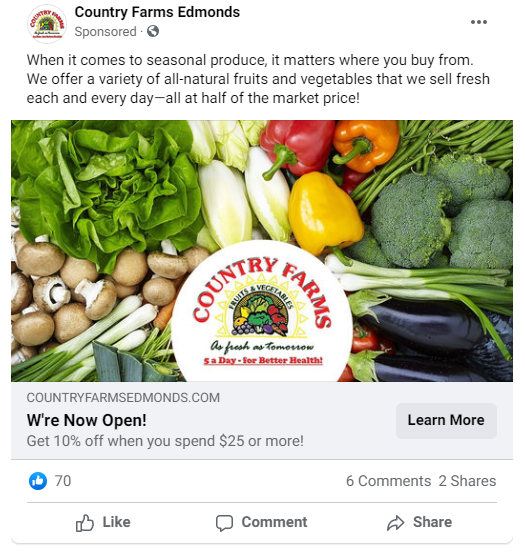 Successful Grocer Facebook Ad