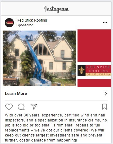 Successful Roofing Instagram Ad