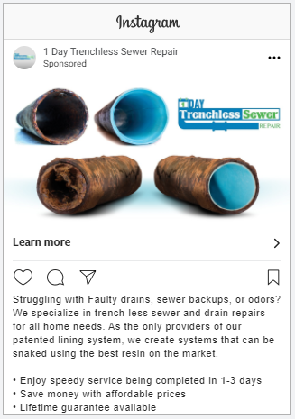 Successful Plumbing Instagram Ad
