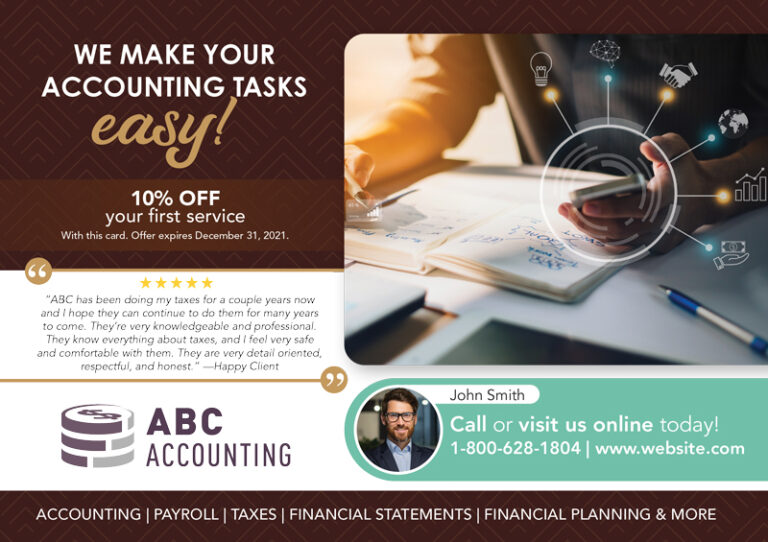 Accounting Advertising Postcard Example