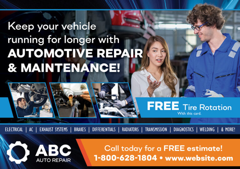 Automotive Repair Postcard Example