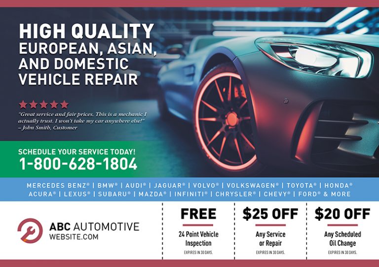 Car Repair Postcard with Coupons