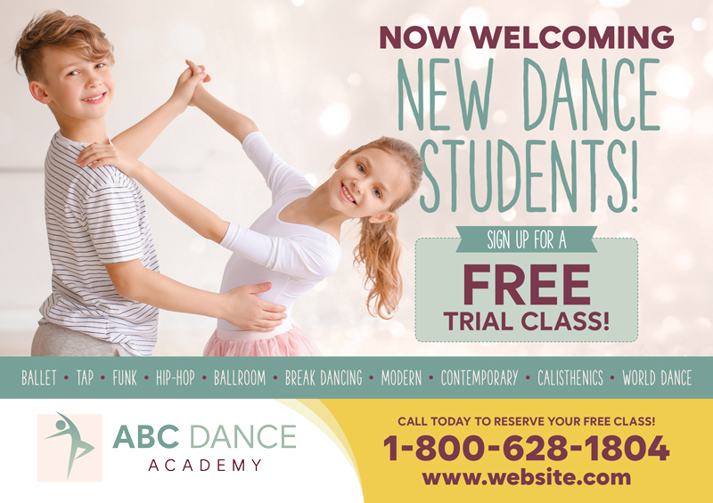 14 Brilliant Dance Studio Postcard Marketing/Advertising Examples