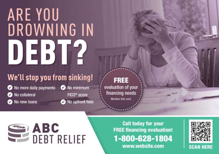 Debt Relief Bankruptcy Postcard Direct Mail Design