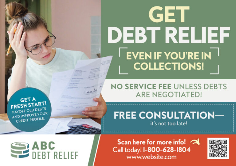 Debt Relief Postcard Marketing Sample