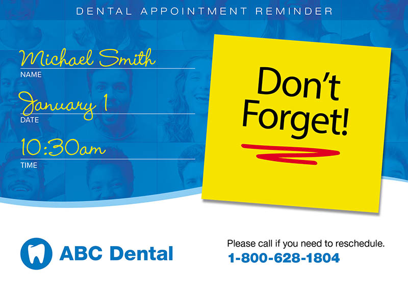 Dental Appointment Reminder Postcard