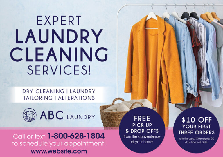 Dry Cleaner Advertising Post Card Example