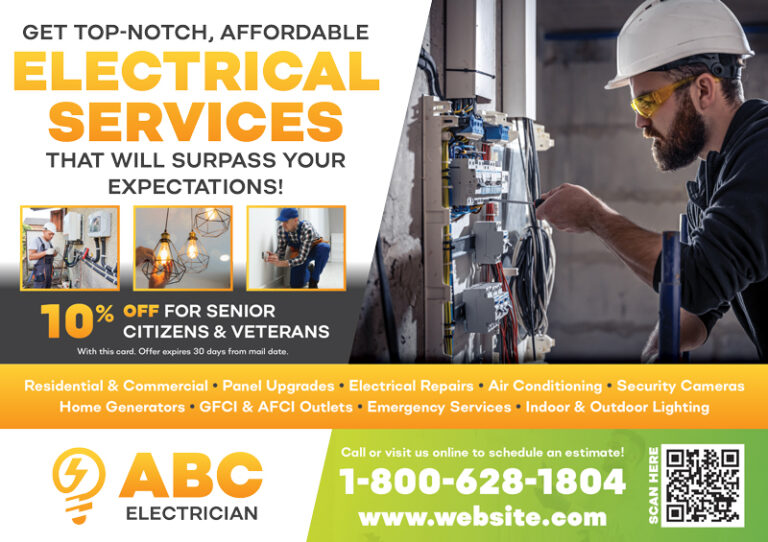 Electrical Contractor Advertising Post Card Example