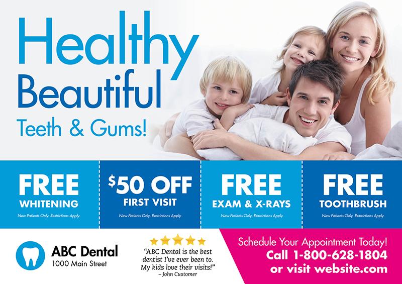 Family Dentistry Card With Smiling Family And Offers