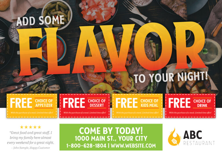 Fancy Dinner Restaurant Marketing Postcard Idea