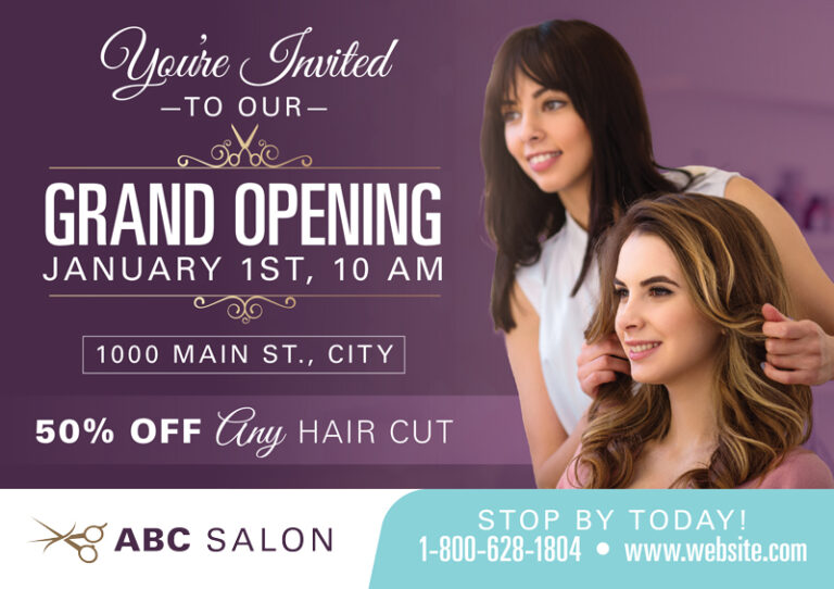 Grand Opening And Business Launch Advertising Post Card Example