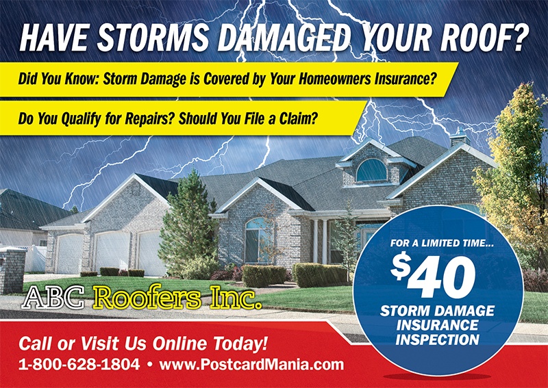 Hail Storm Damage Roofing Postcard