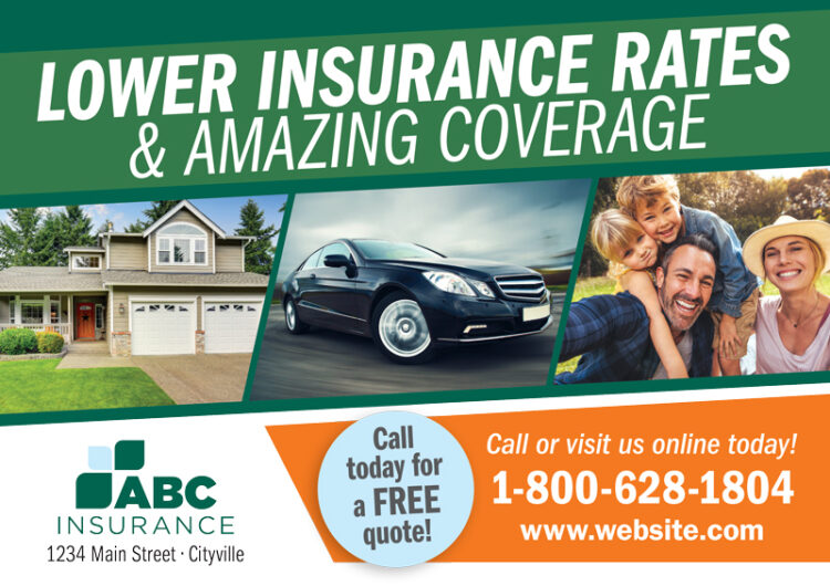 Insurance Postcards/Insurance Direct Mail for Insurance Broker Advertising