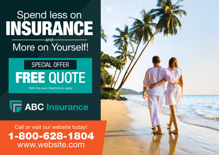 Insurance Postcard with Couple on Beach