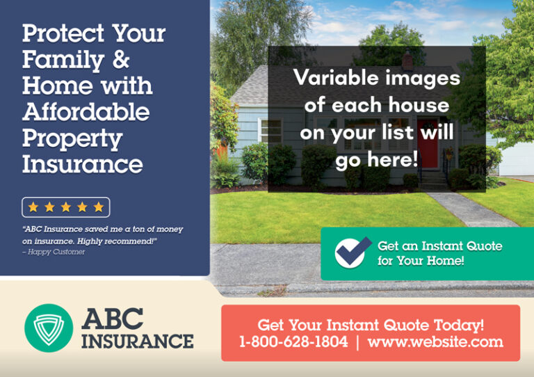 Insurance Variable Home Image Postcard Template