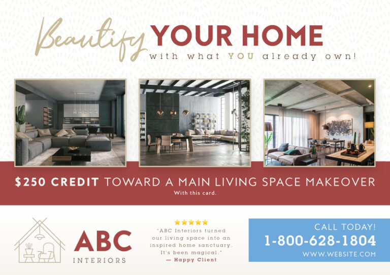 Interior Design Advertising Postcard Example