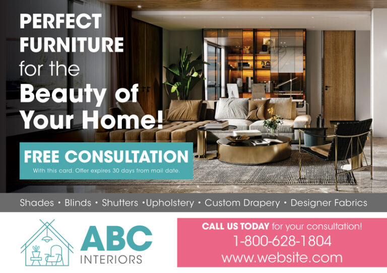 Interior Designer Marketing Postcard Idea
