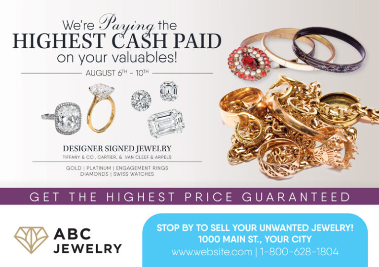 Jeweler Cash For Gold Advertising Concept