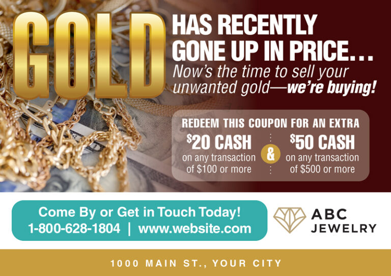 Jeweler Gold Buying Marketing Postcard Sample