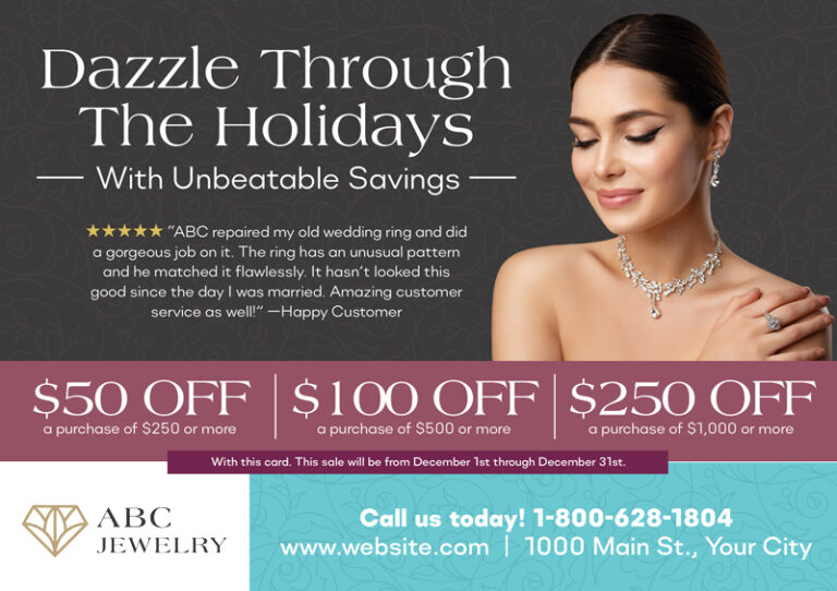 Jewelry Direct Mail Postcard Sample