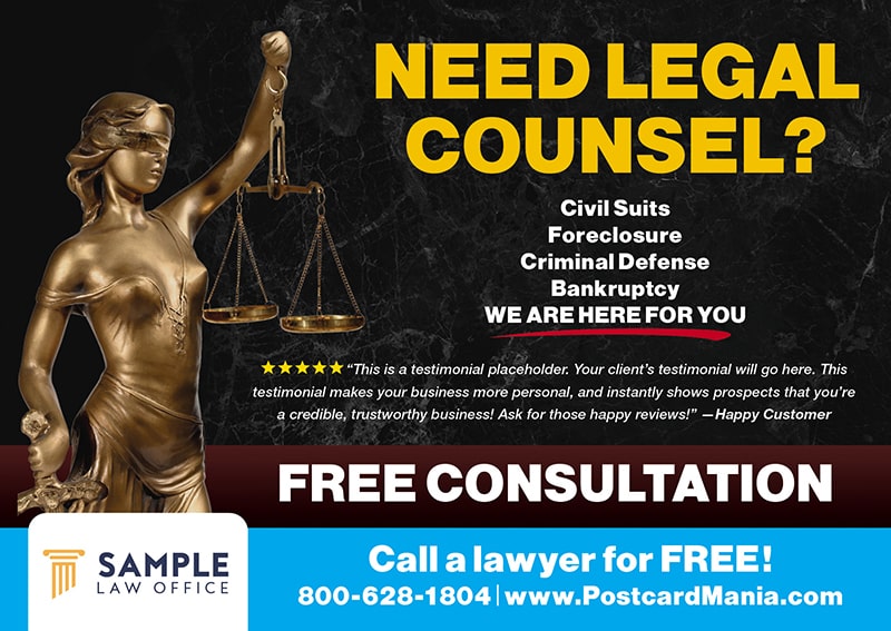 Legal Services Free Sample Post Card