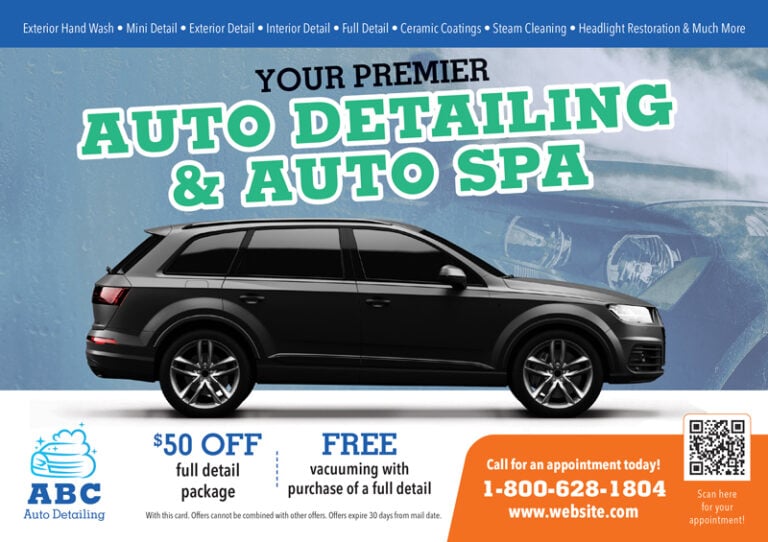 Mobile Auto Detailing Postcard Sample