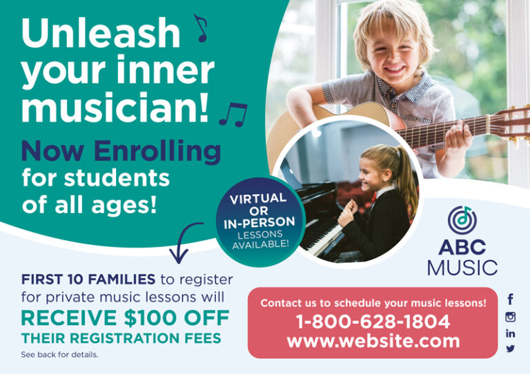 Music Lesson Postcard Sample